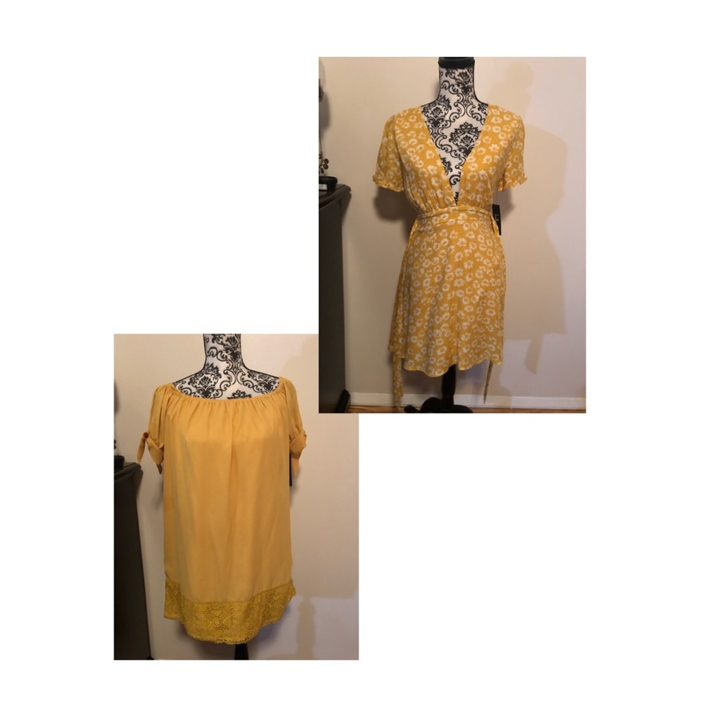 2 adorable Lulus yellow mini dresses size S